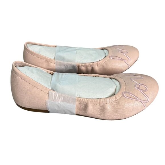NIB Ed by Ellen Degeneres Pink Faux Leather Ballet Flats "Love" Embroidery SZ 3M - Picture 3 of 8